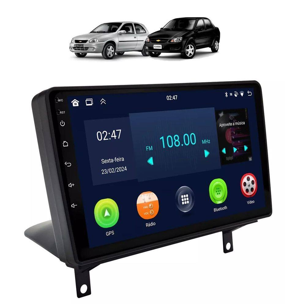Kit Multimídia Corsa Classic 9 Pol Android Carplay Gps 2/32GB - 915BR ROADSTAR