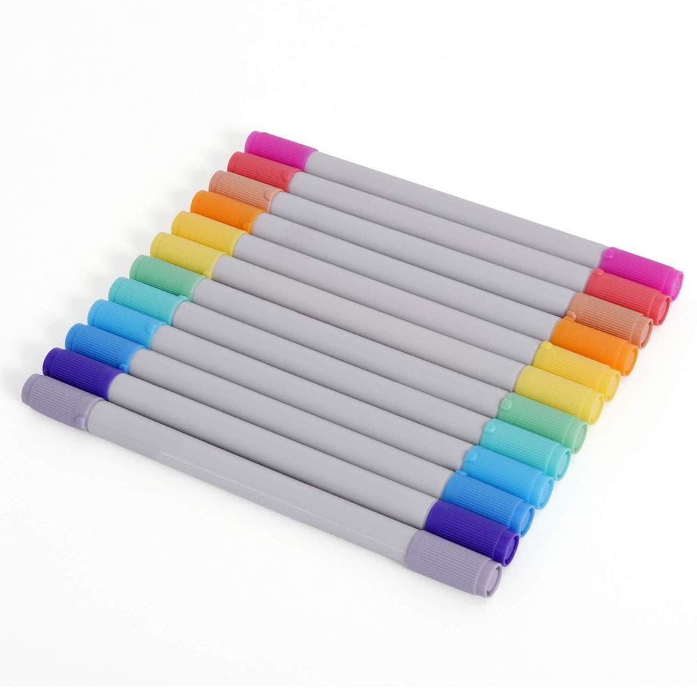 Marker Zink Colorful Fine & Chisel Double Twin Tip, pacote com 12