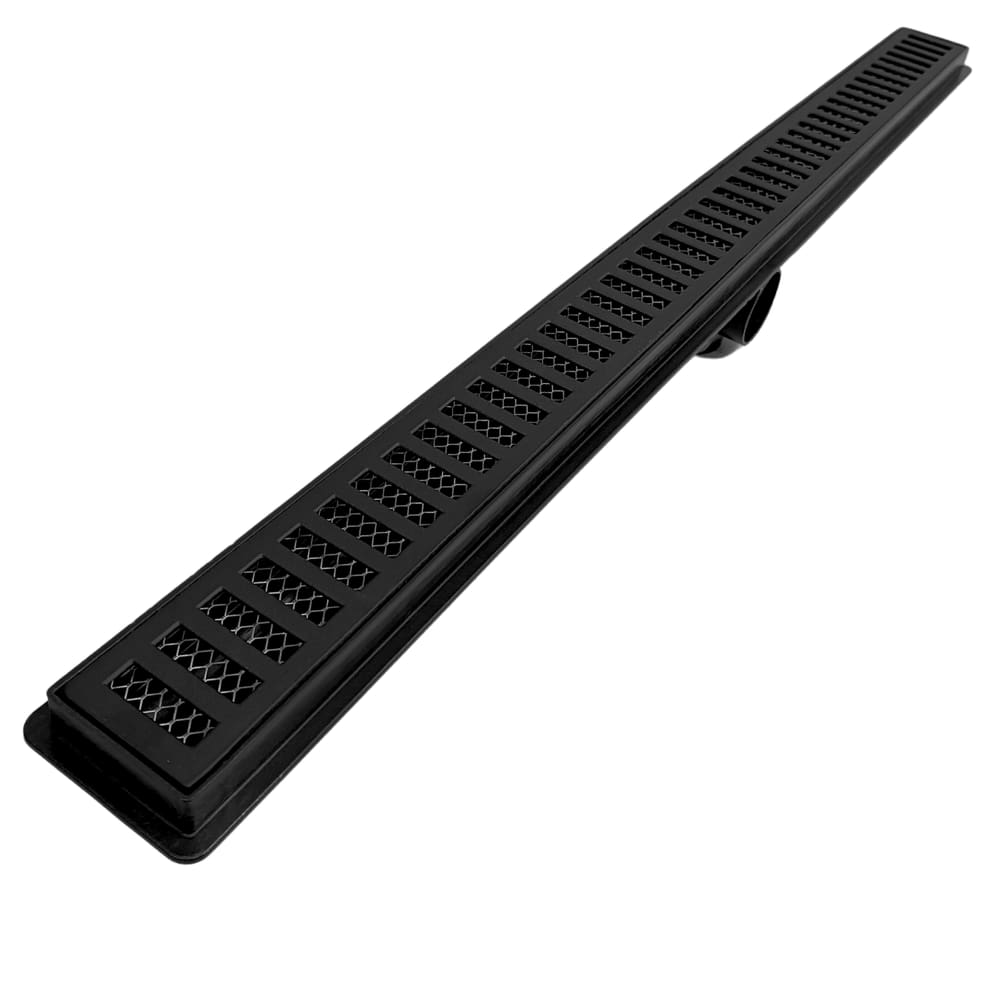 Ralo Linear Banheiro Seca Box 5x90 Alumínio Preto Fosco com Tela
