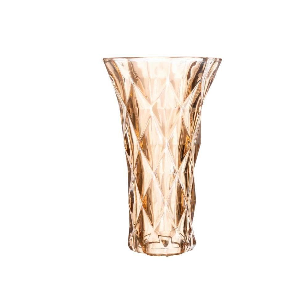 Vaso Em Vidro Metalizado Diamond 8x15cm Lyor âmbar