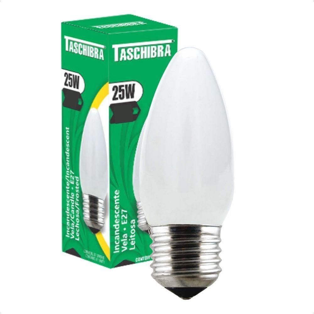 Kit 3 Lâmpadas Incandescente Taschibra Vela 40w E27 Leitosa 220v
