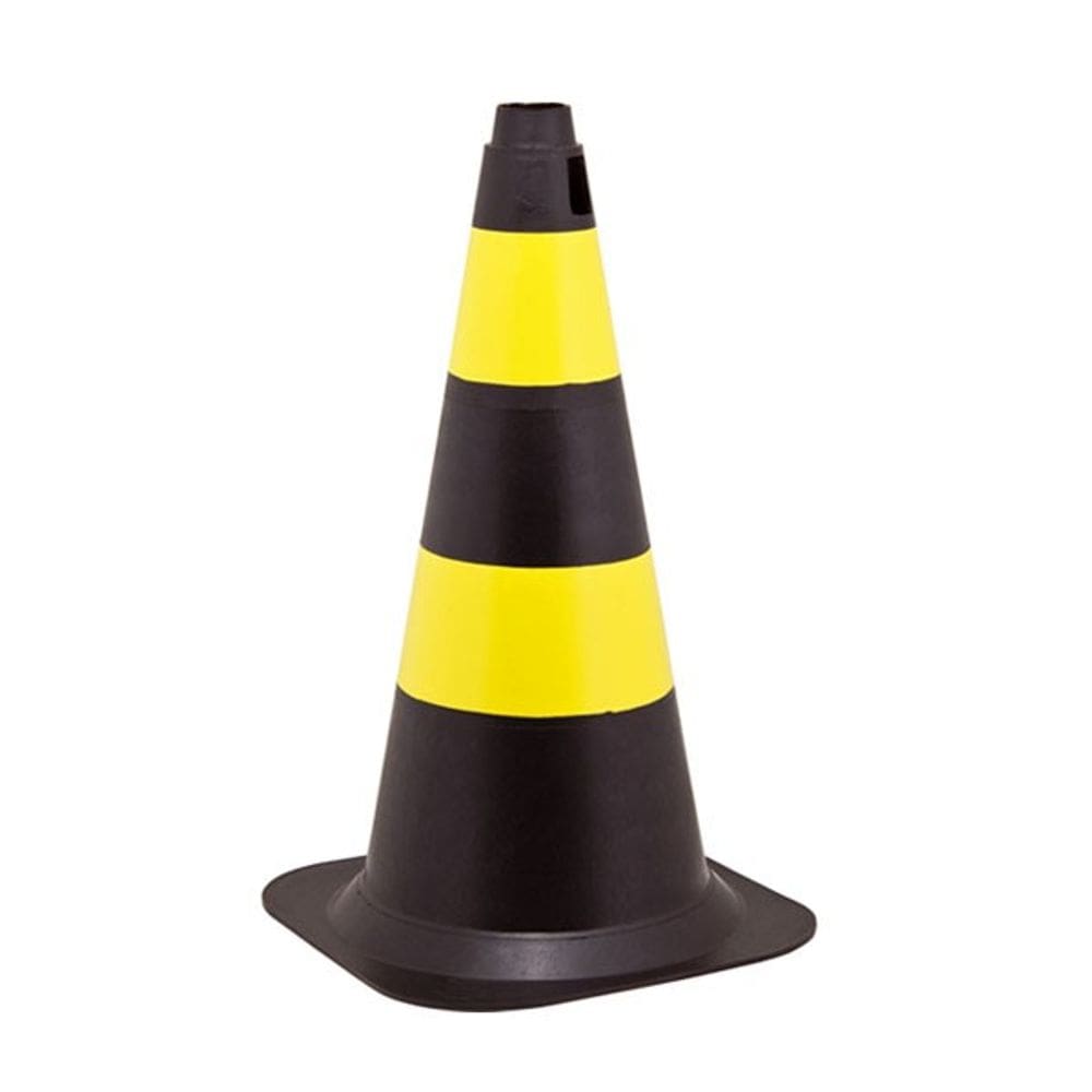 Cone Sinalizaçao Preto Amarelo 50CM Plastcor