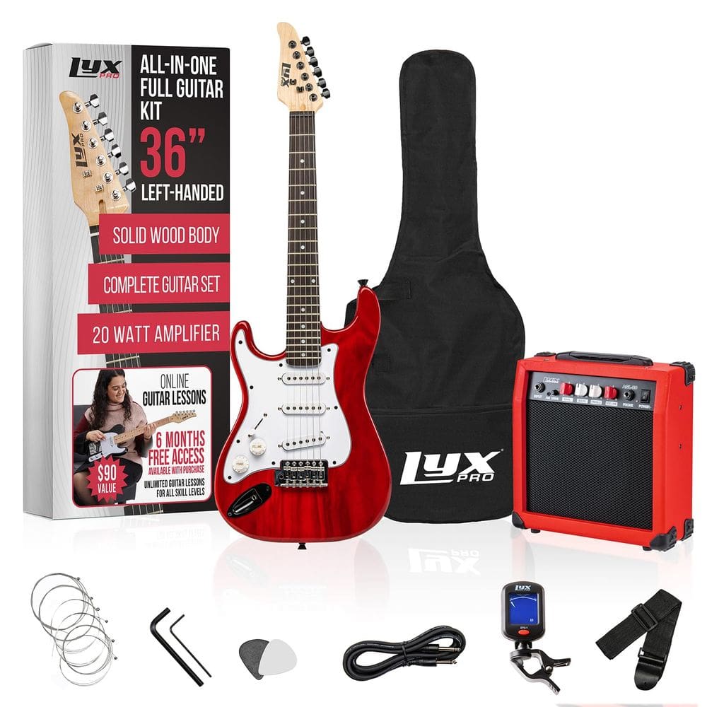 Guitarra elétrica LyxPro Left Hand 36" com kit para crianças canhotas