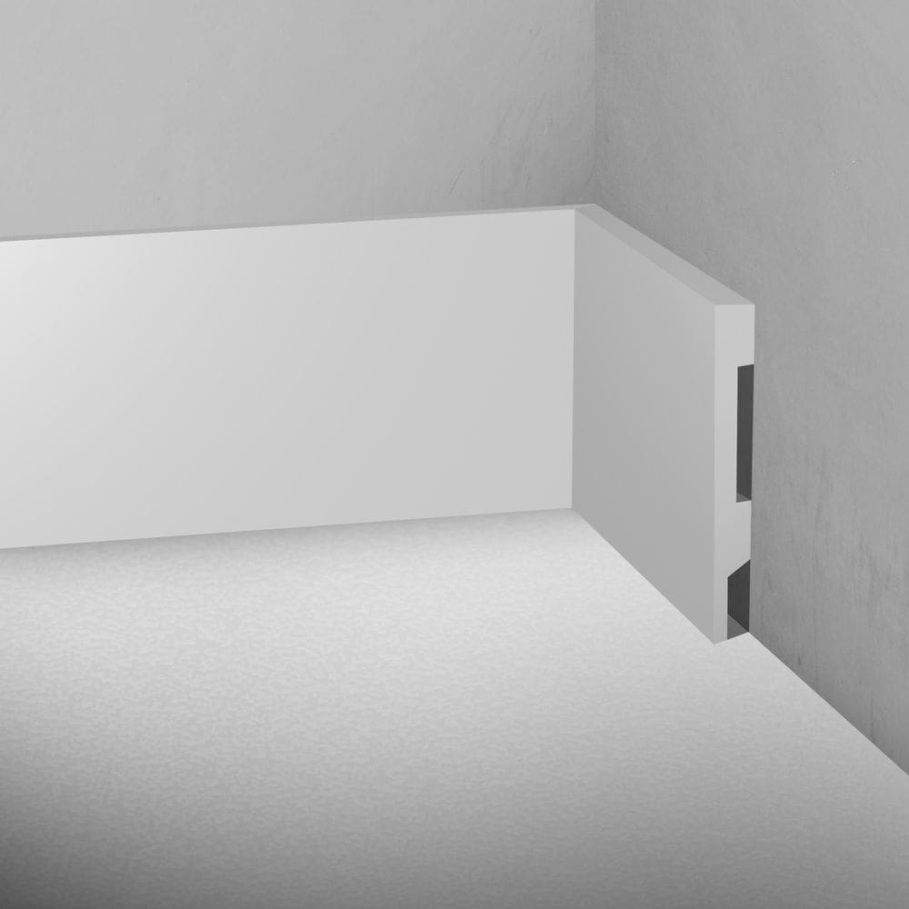 Kit 20 Barras Rodapé Poliestireno 15cm Liso Branco 2m RM Decor