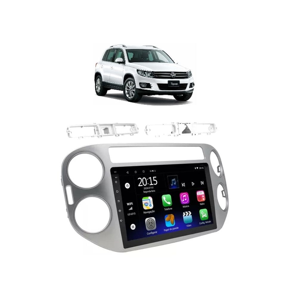 Kit Multimídia Tiguan 2011 / 2017 Mold Prata 9 Pol Android Carplay 2/64GB - ADAK 2964-G2