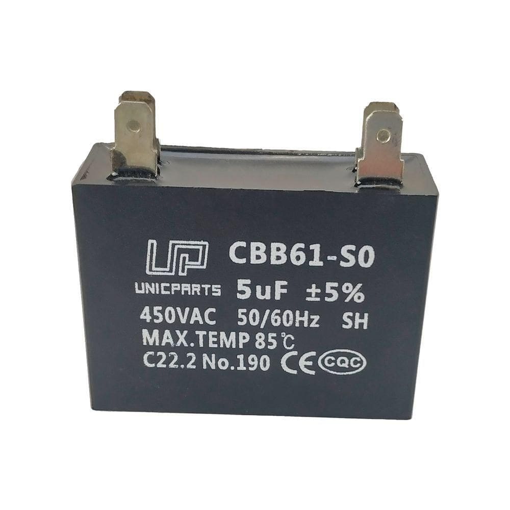 Capacitor Permanente Caixa Preta 5 Uf 450v Quadrado Único