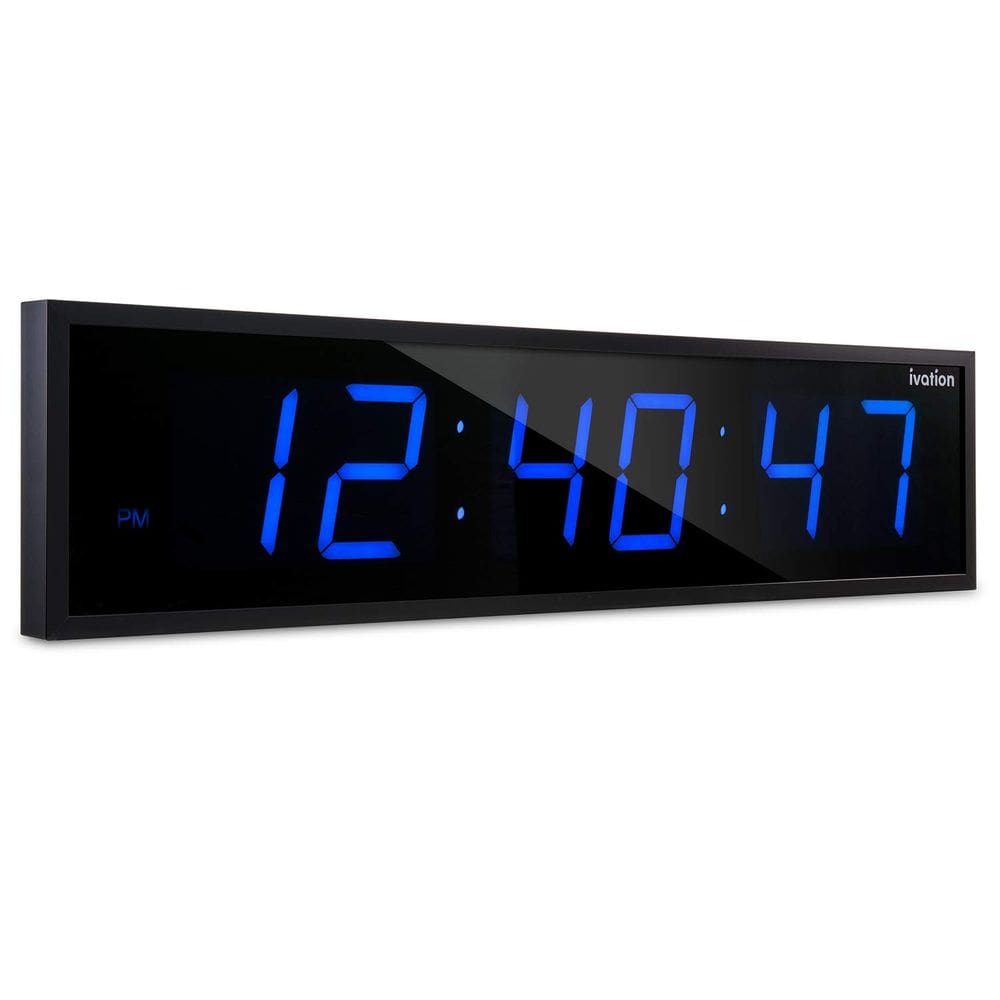 Relógio Ivation Digital LED enorme, grande e grande, 76 cm, azul