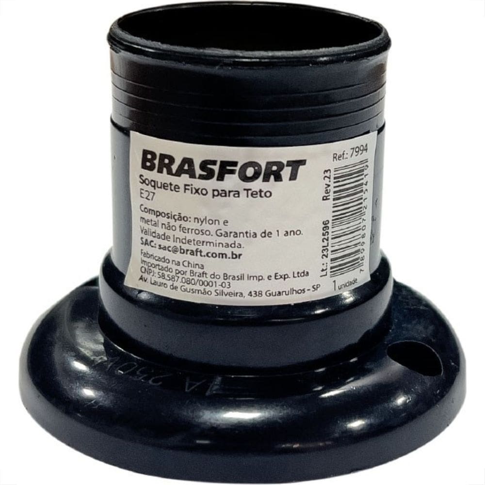 Soquete De Teto Brasfort Preto E-27 7994 - Kit C/20