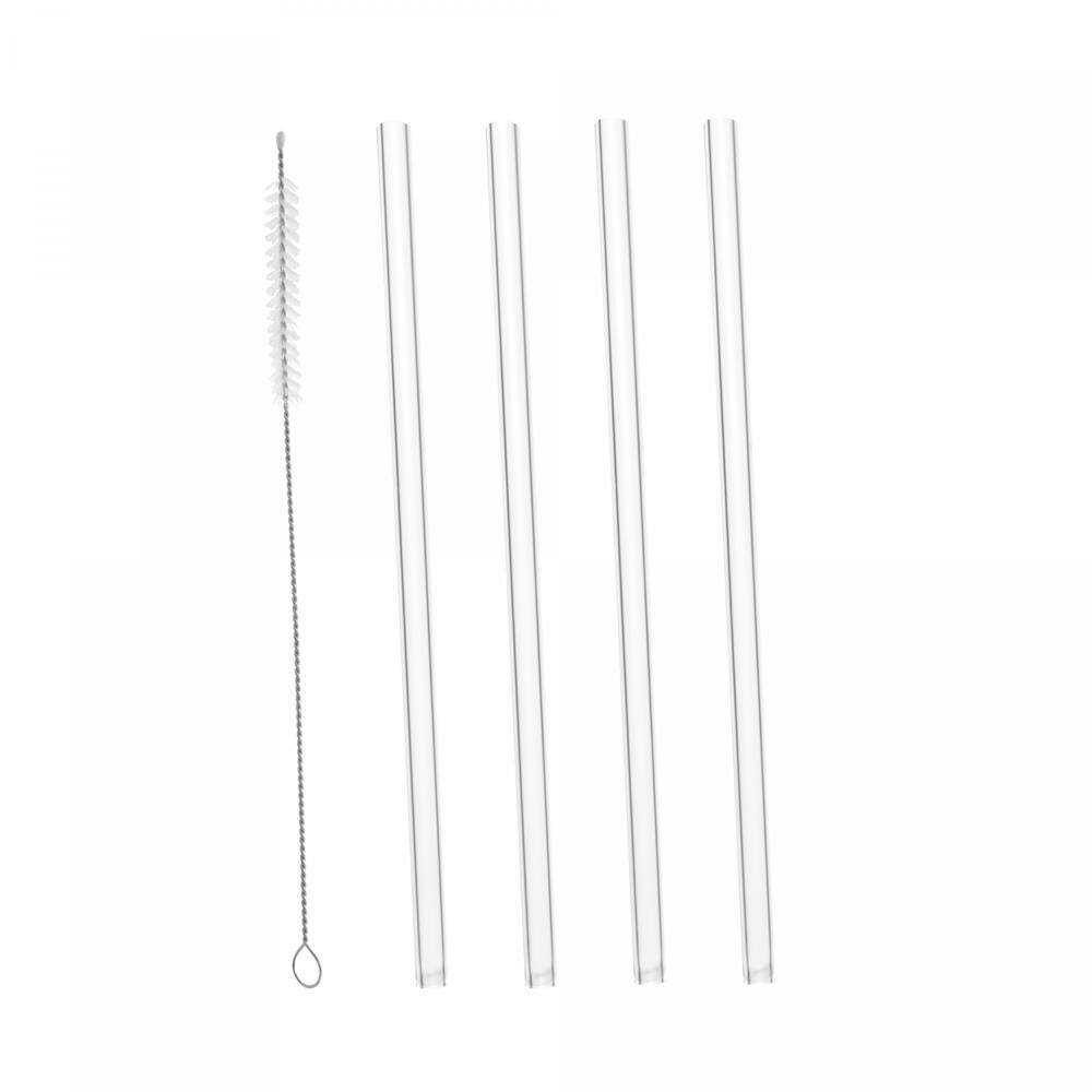 Kit 4 Canudos Vidro Reutilizáveis c/Escova p/ Limpeza 20cm
