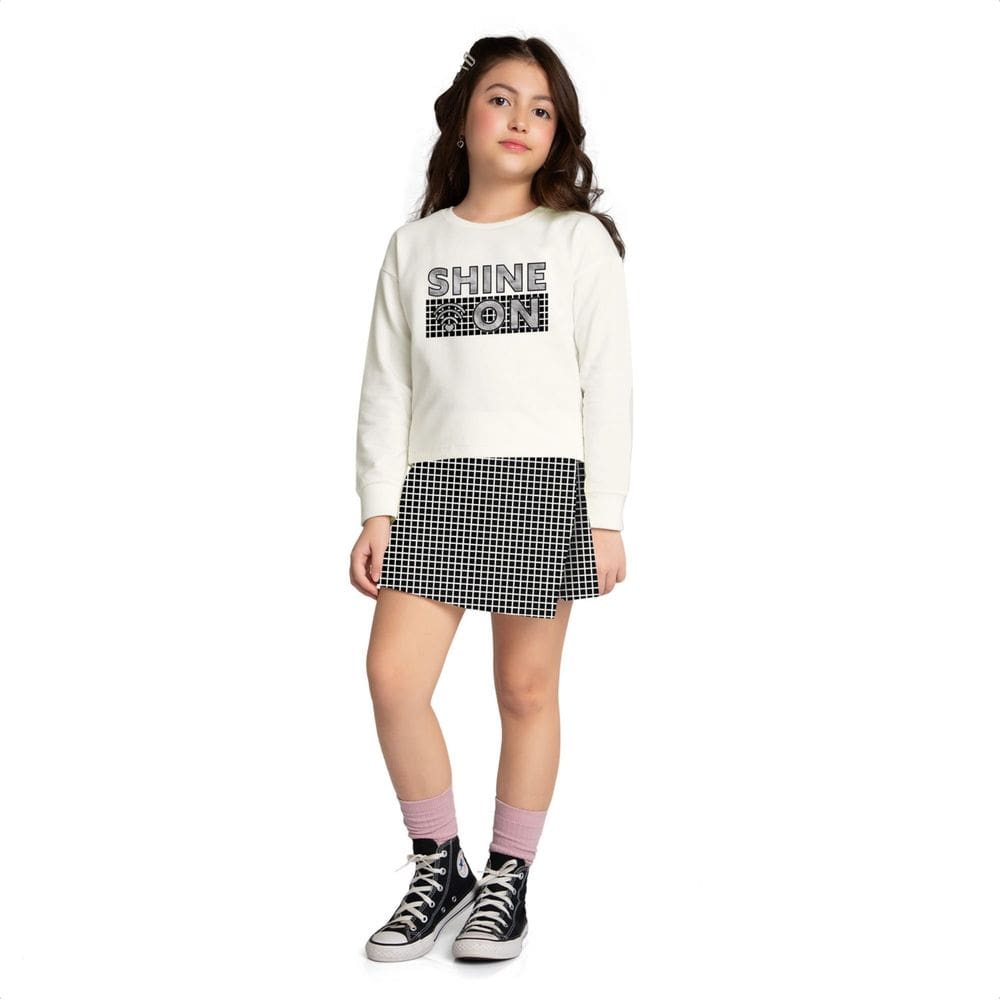 Conjunto Premium Juvenil Menina Kyly Cropped Short Moletinho