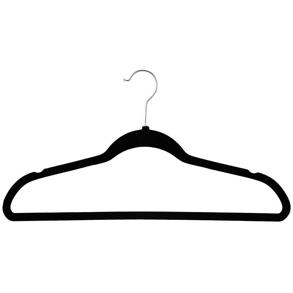 Cabide Veludo Slim Adulto Preto - 44,5cm x 22,5 cm