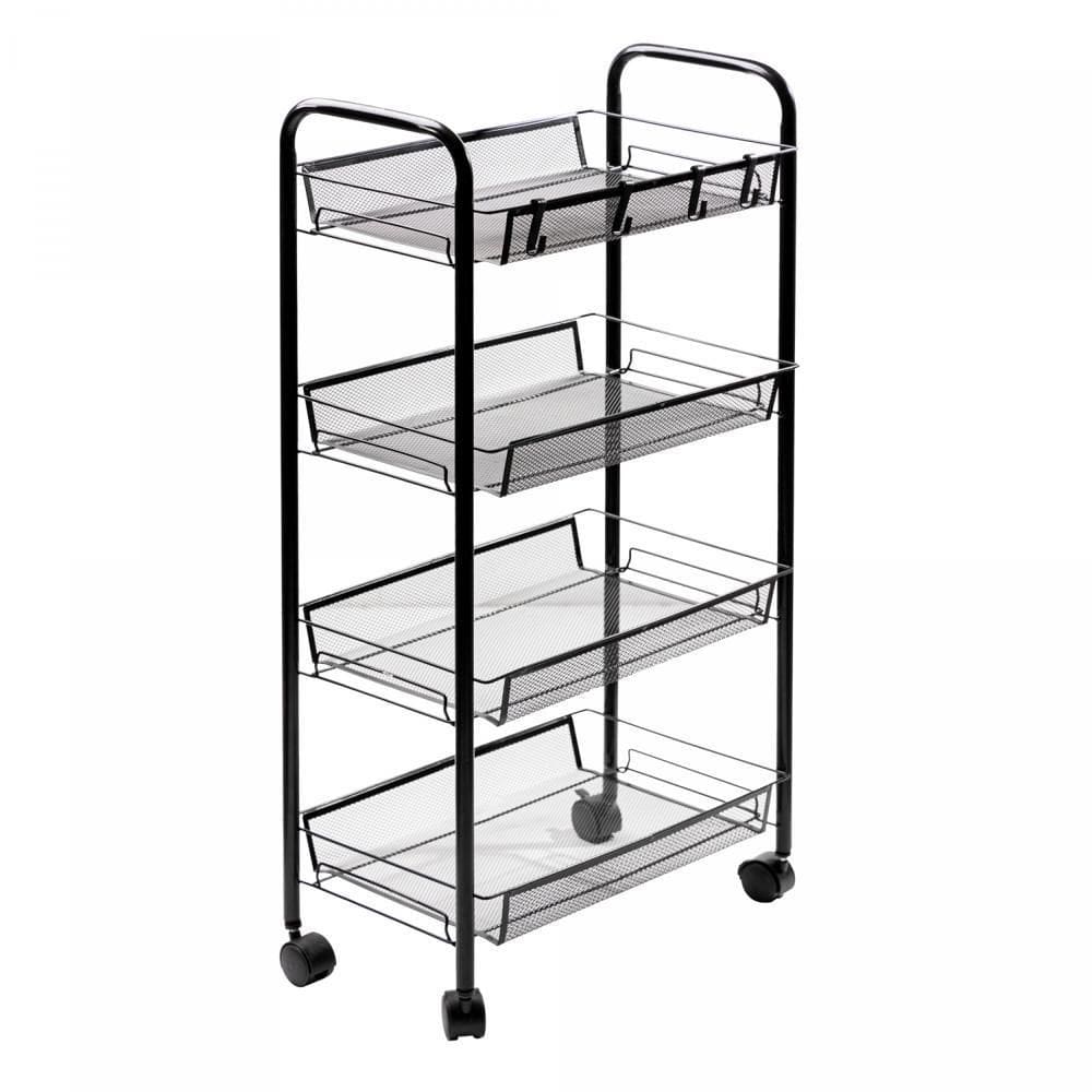 Carrinho Organizador com Rodinhas Preto 44cm x 26cm x 83cm