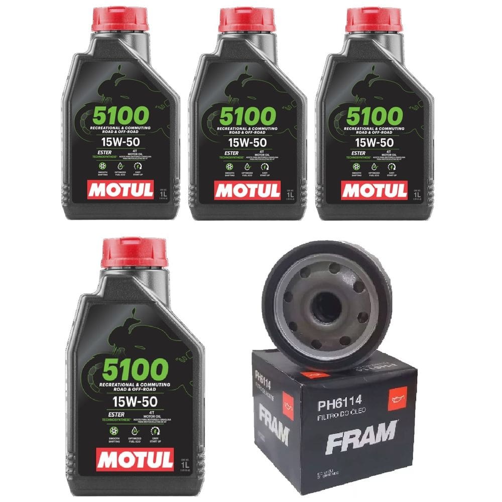 KIT TROCA ÓLEO X MOTUL 5100 15W50 4T 1L 531 + FILTRO FRAM PH6114 Bmw R1200 GS R1200 GS Adventure 2004 A 2012