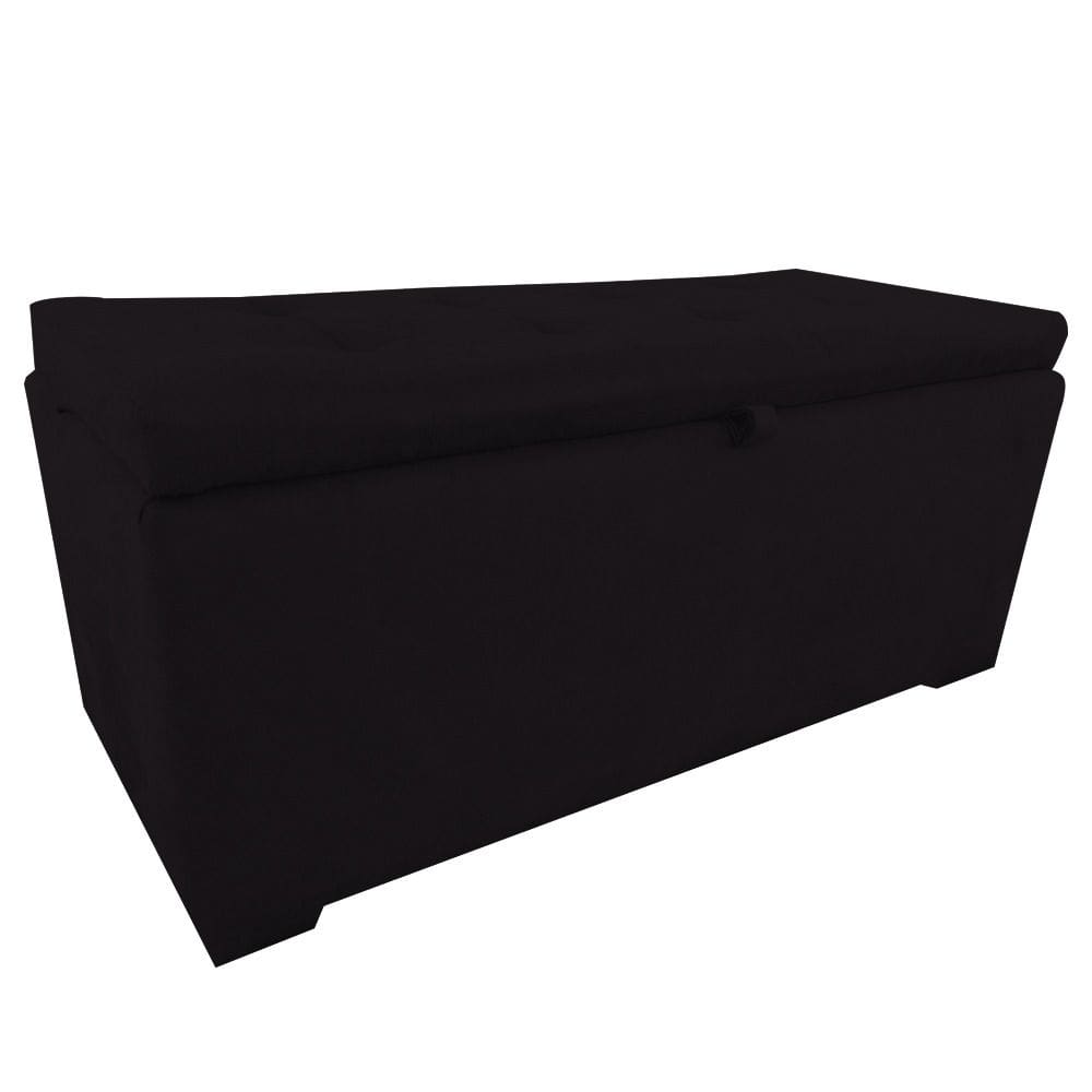 Bau puff 80 organizador porta treco brinquedos sapatos infantil multiuso Preto