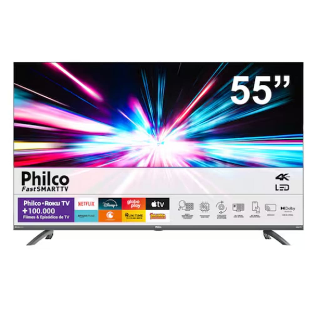 Smart TV Philco 55 Polegadas PTV55G3ERSGB 4K UHD LED HDR10 ROKU TV
