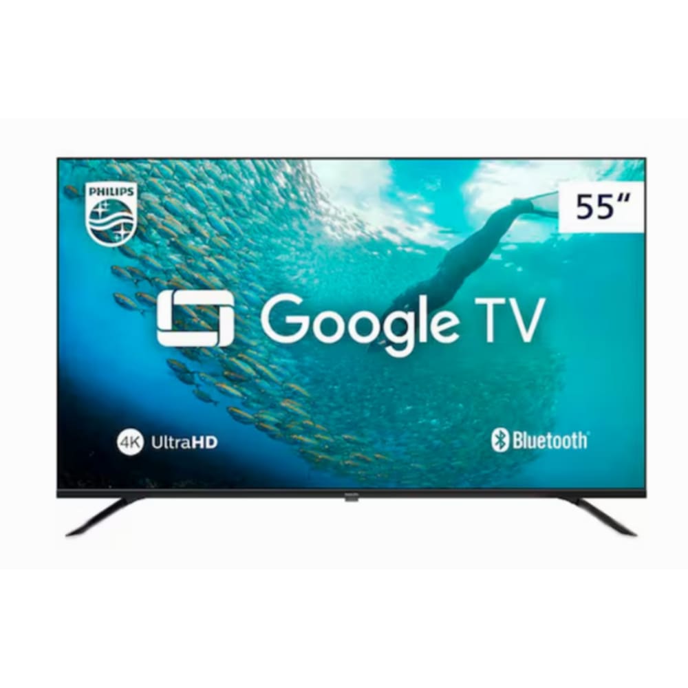 Smart TV LED 55" Ultra HD 4K Philips 55PUG7019 com Google TV, Comando de Voz, Wi-Fi, Entradas HDMI e USB