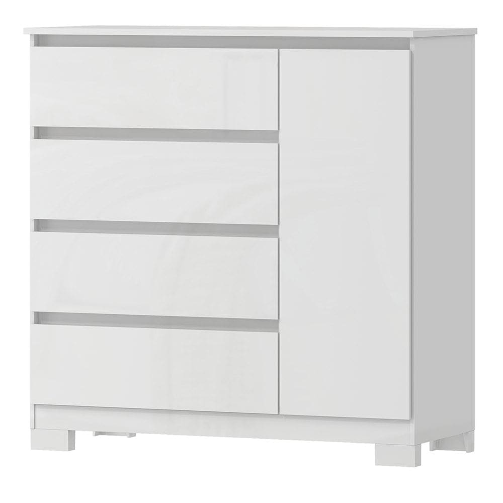 Comoda 4 Gavetas 1 Porta 100 cm VEG CO028 Branco Neve MXM