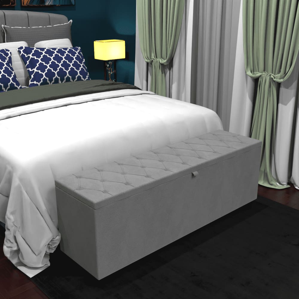 Recamier Baú casal estofado capitonê 135 Cm Para quarto