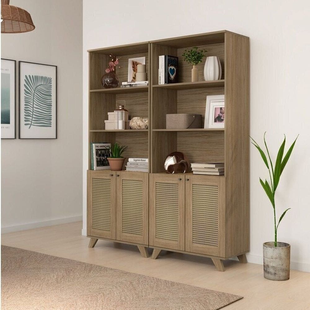 Kit 2 Estantes Multiuso para Livros e Decoração Palinha 140cm Bege