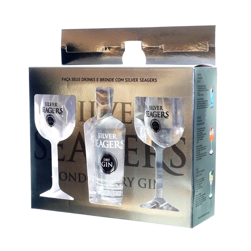 Kit Gin Silver Seagers 750ml + 2 Taças de Acrílico