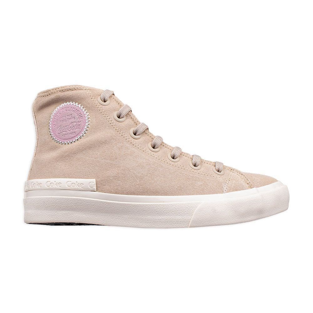 Tênis Coca-Cola Casual Sunset Suede Hi Areia e Rosa Feminino