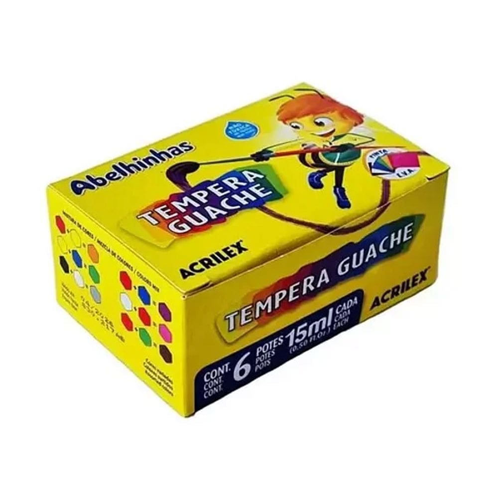 Tinta Guache Acrilex C/6 Potes De 15ml Cada