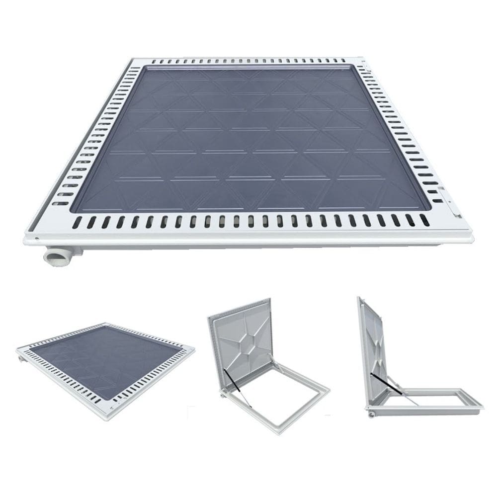 Tampa Piscina Ventilada Casa Máquina 90x90cm Rebaixo Bege