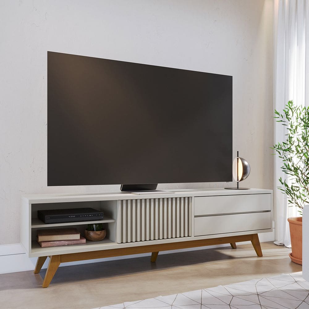 Rack Grande para TV até 75 Pol 200x55cm Veneza Off White