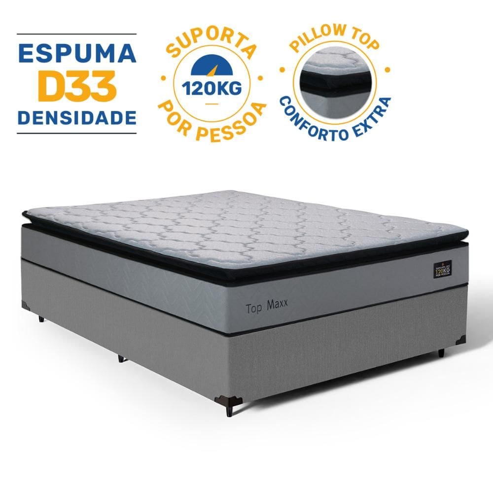 Cama Box com Colchão de Espuma D33 Pillow Top Maxx Casal 138cm
