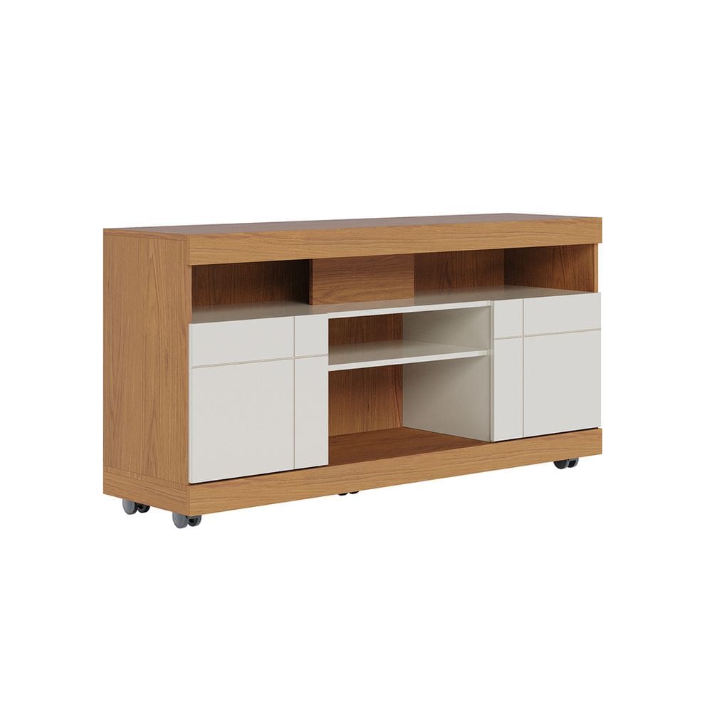 Rack para TV até 47 Pol com Rodízios 136x68cm Yara Freijó Off White