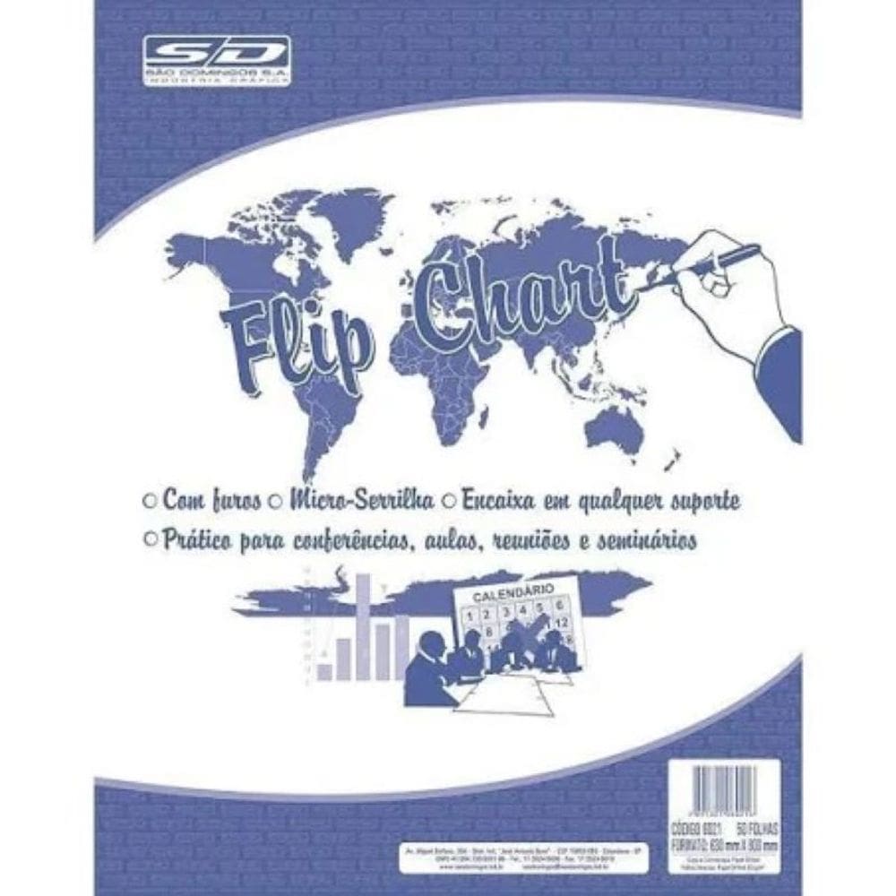 Bloco flip chart branco 50fls 63gr/m² 630mmx800mm un - s domingos
