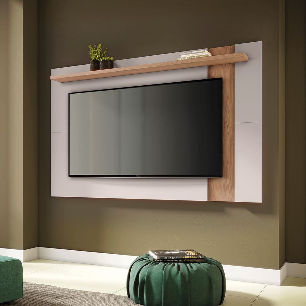 Painel para TV até 70 Pol Extensivo 160/180x108cm Leme Off White Freijó