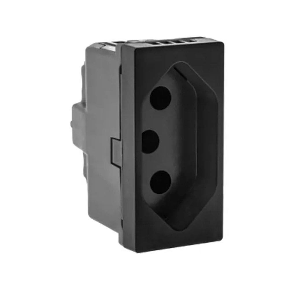 Tomada 2P+T 10A 250V B. Automatico 1M Preta 615038PT