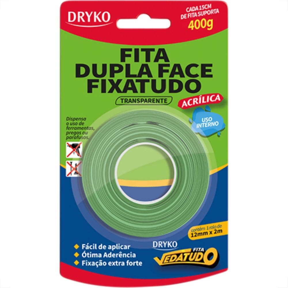 Dryko Fita Dupla Face Transp  12X2,0Mt