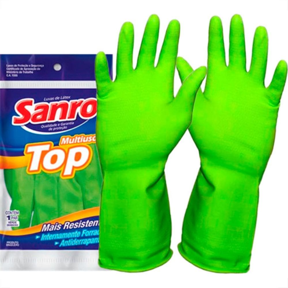 Sanro Luva  Forrada Top Verde .G - Kit C/10 Pr