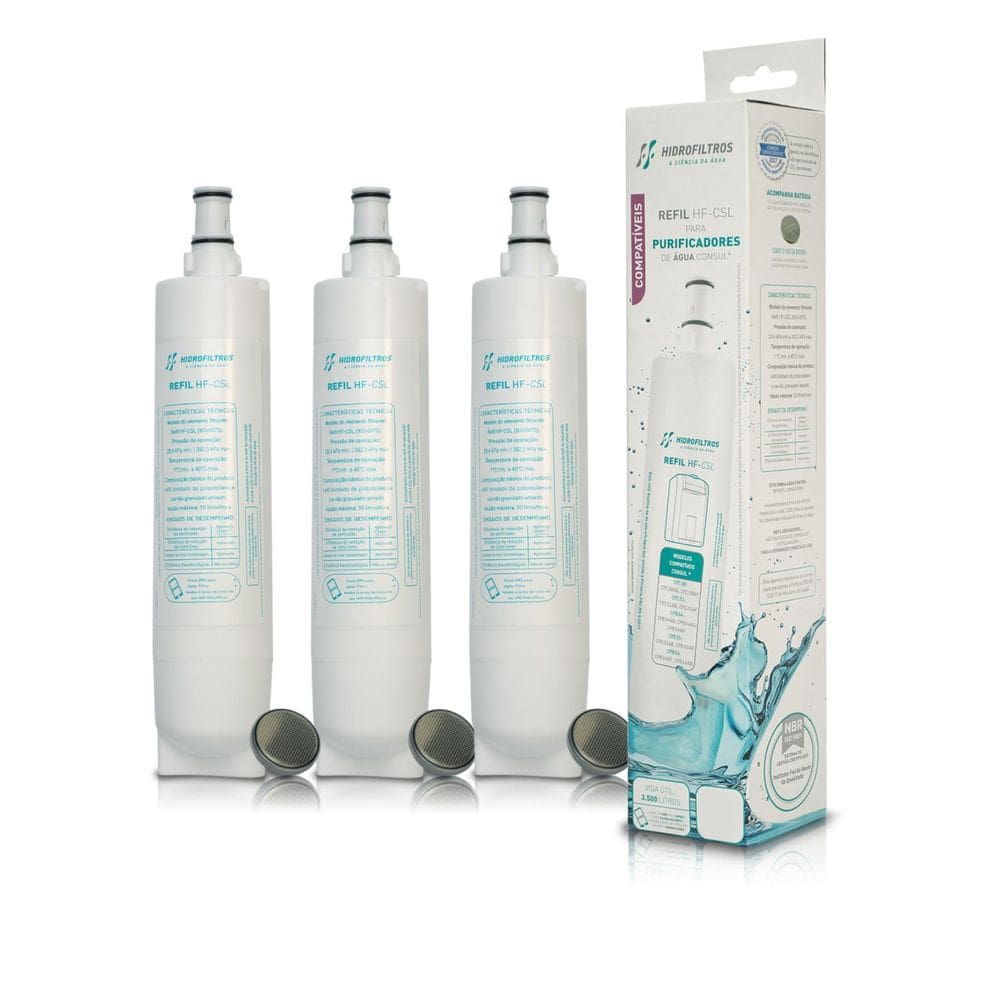 Kit 3 Refil Hidrofiltros Compatível Com Purificador Consul