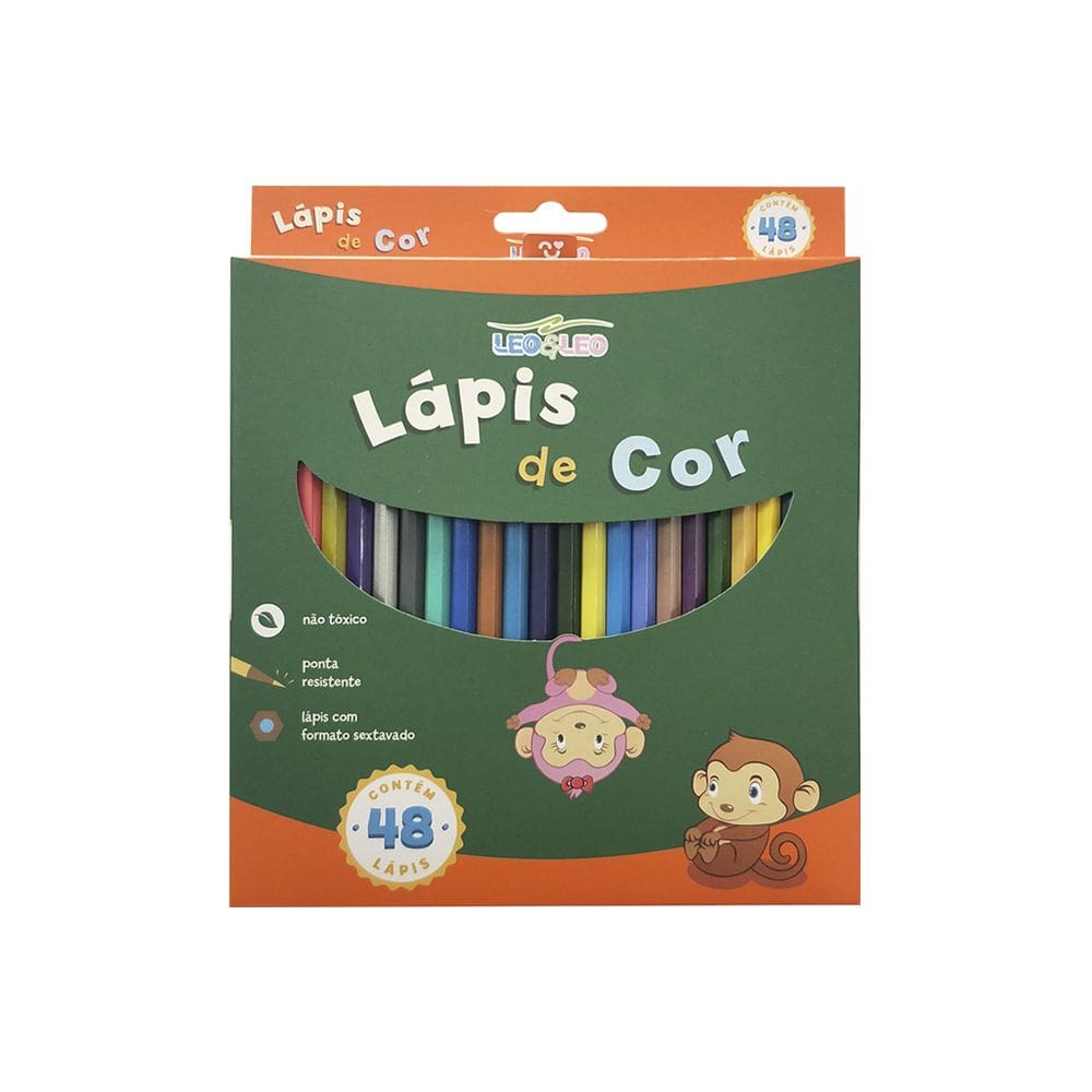 Lápis de Cor Sextavado Leo e Leo - 48 Cores