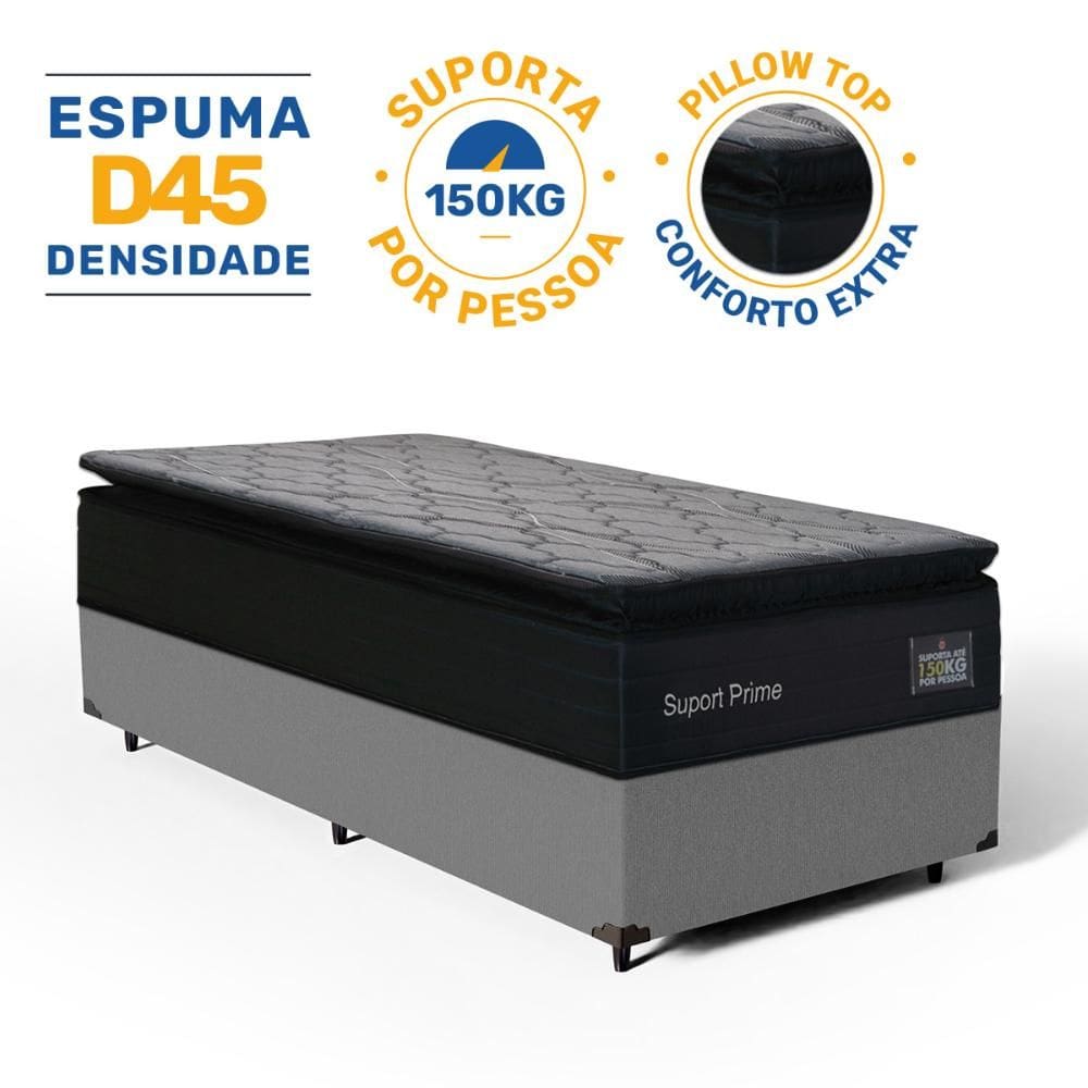 Cama Box com Colchão de Espuma D45 Pillow Top Suport Prime Solteiro 88cm