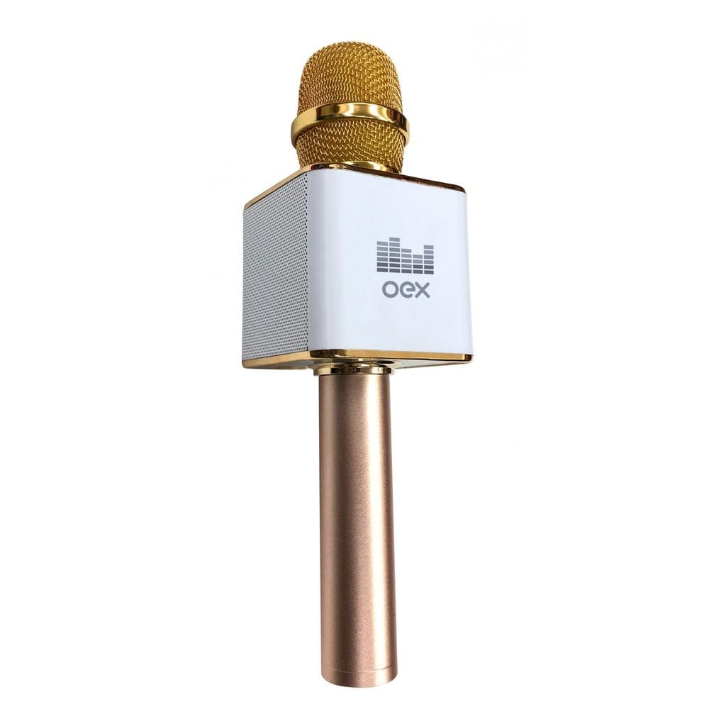 Microfone Karaoke Voice Bluetooth Dourado 6W MK100 Oex Homologação: 25481602799
