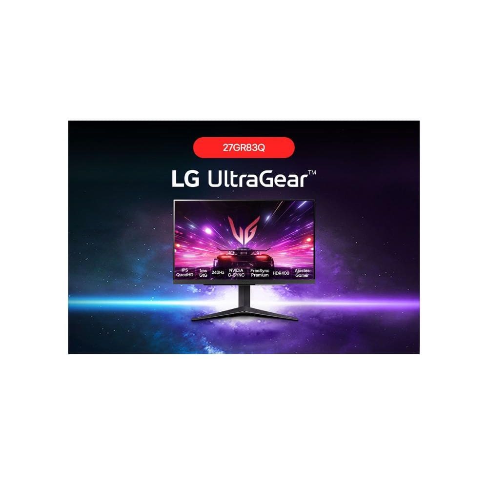 Monitor Gamer LG UltraGear™ 27GR83Q-B Tela IPS 27’’, QuadHD, 240 Hz, 1ms (GtG), NVIDIA G-SYNC, AMD FreeSync™ Premium HDR400
