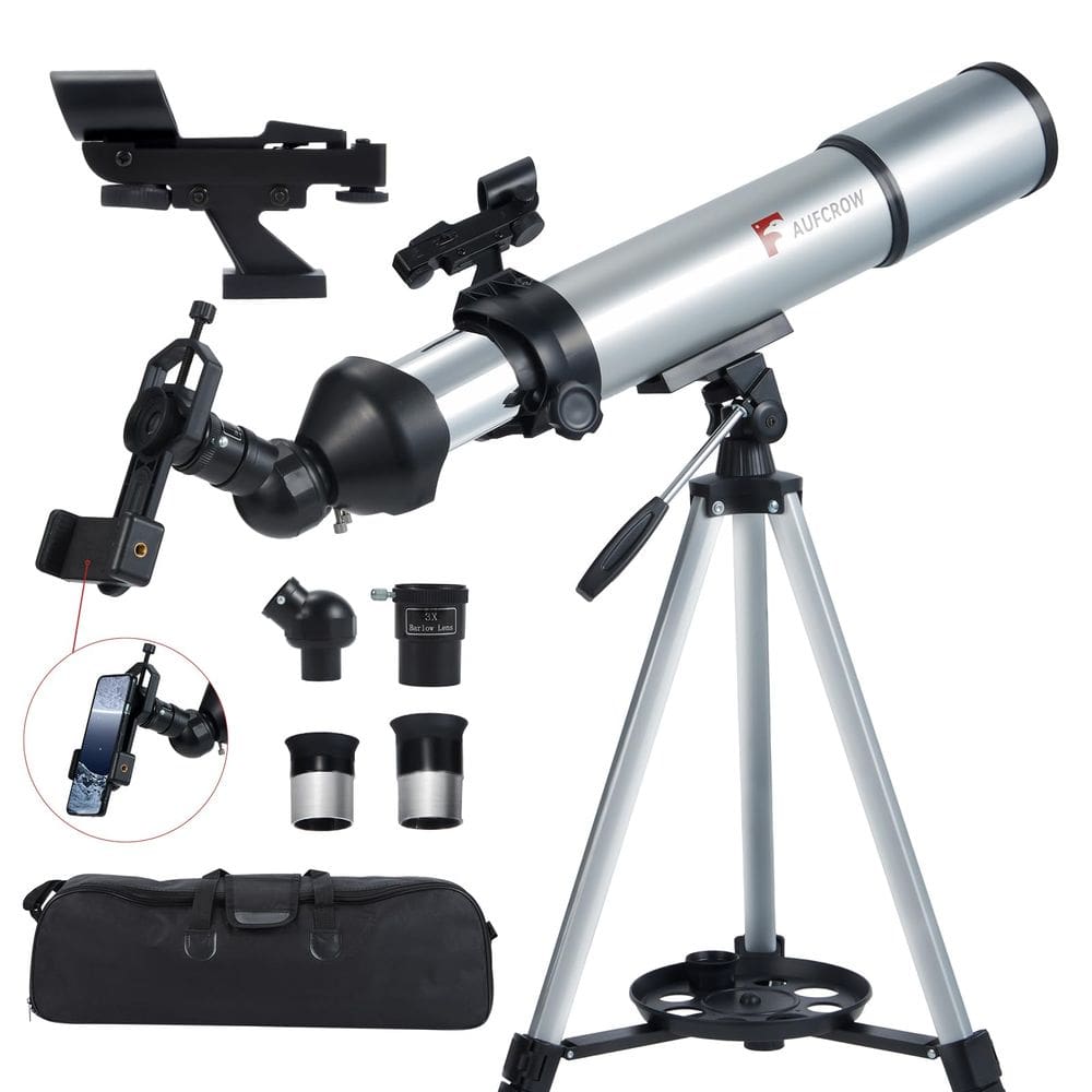 Telescópio AufCrow, refrator de 80 mm de abertura e 600 mm para adultos