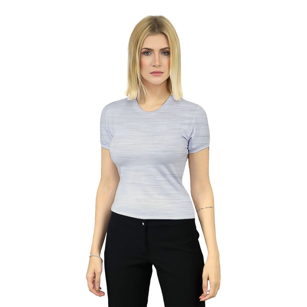 Baby Look com Elastano Manga Curta Gola Redonda