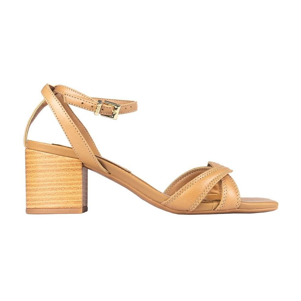 Sandália Santa Lolla Salto Grosso Tira Entrelaçada
