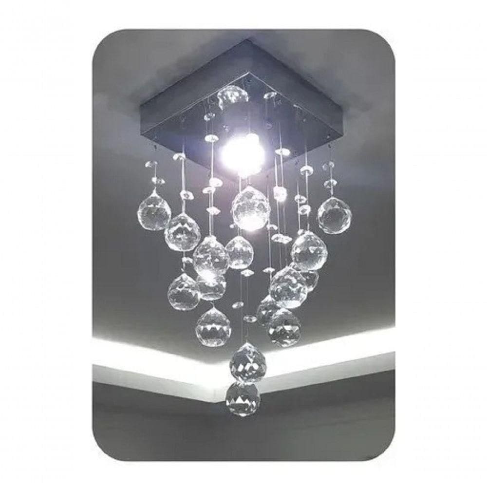 Lustre Para Sala, Quarto, Cozinha, Banheiro, Corredor Em Cristal Base 14x14 50cm