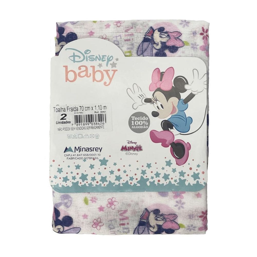 2 Toalhas Fralda Disney Baby - Minnie Coisas De Bebê