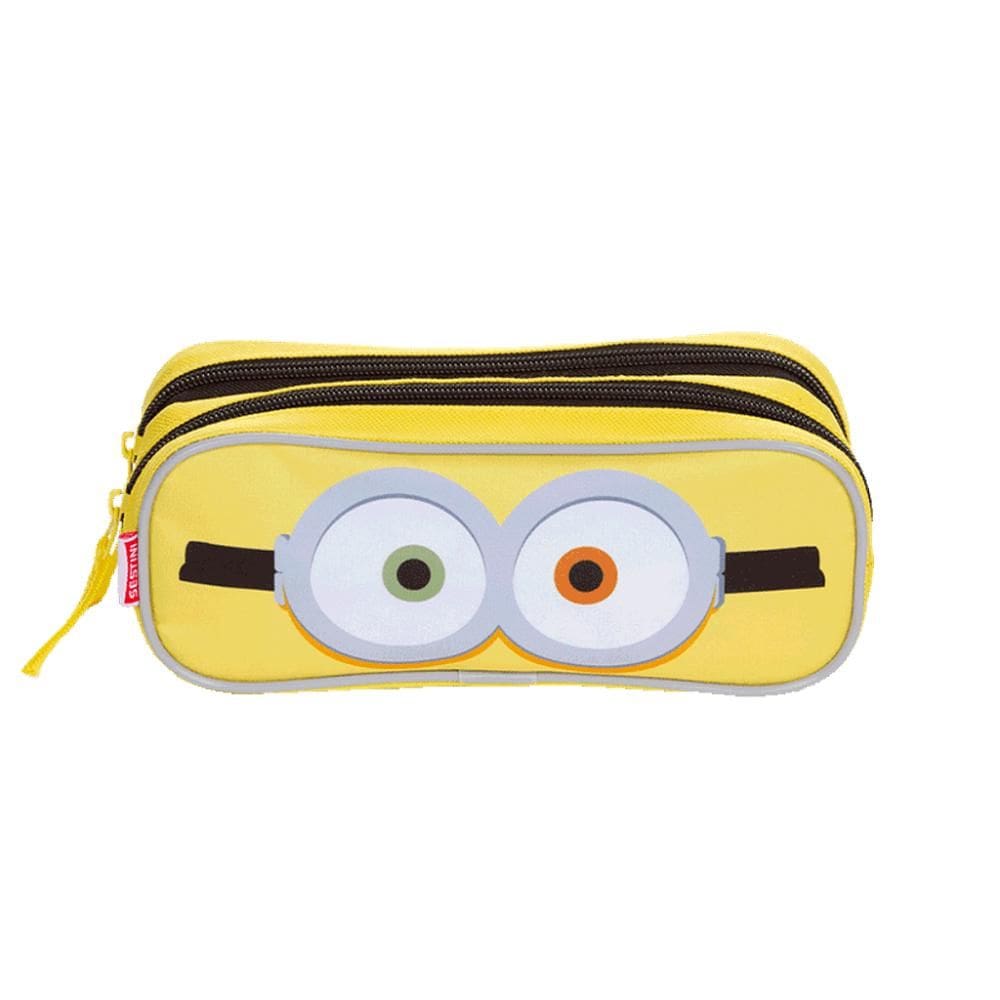 Estojo Escolar Sestini 2 Compartimentos Minions Amarelo
