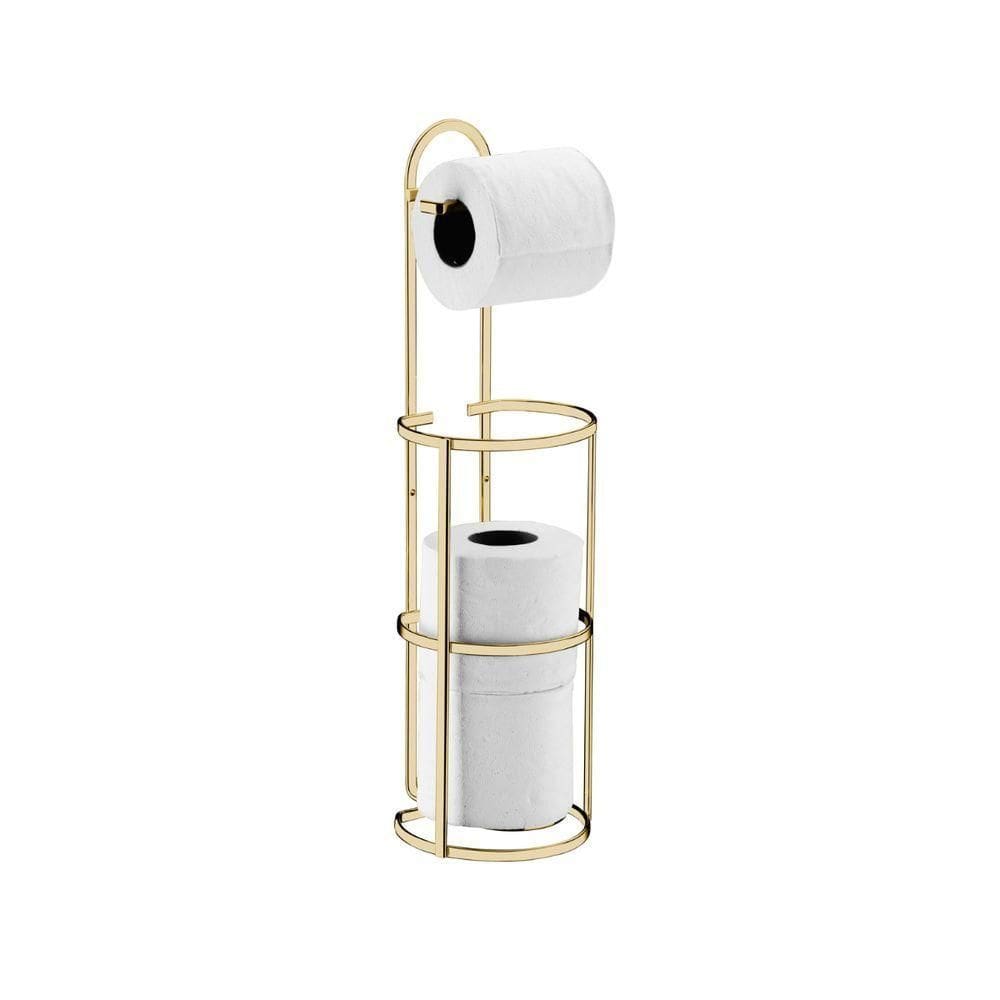 Suporte Papel Higiênico Chão Parede Dourado Future 1609dd