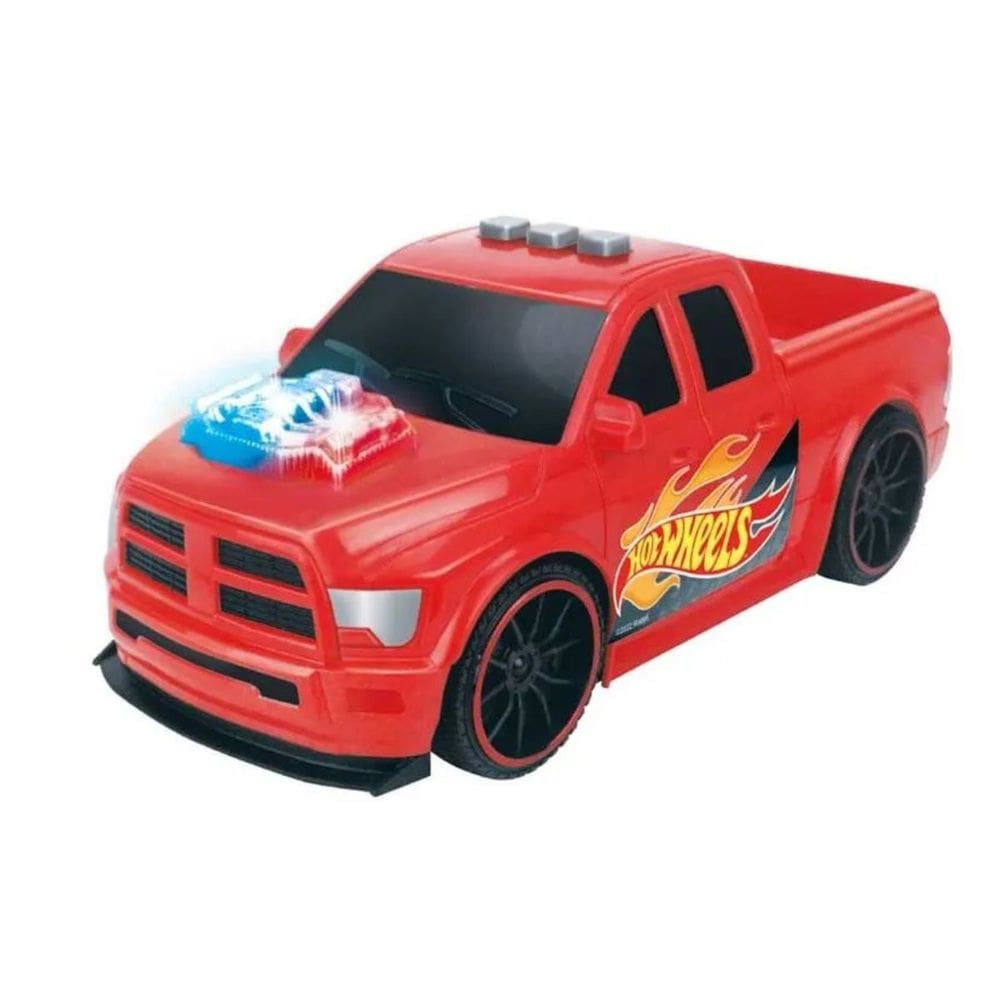 Carrinho Hot Wheels Pick Up Truck Vermelho Com Luzes e Sons