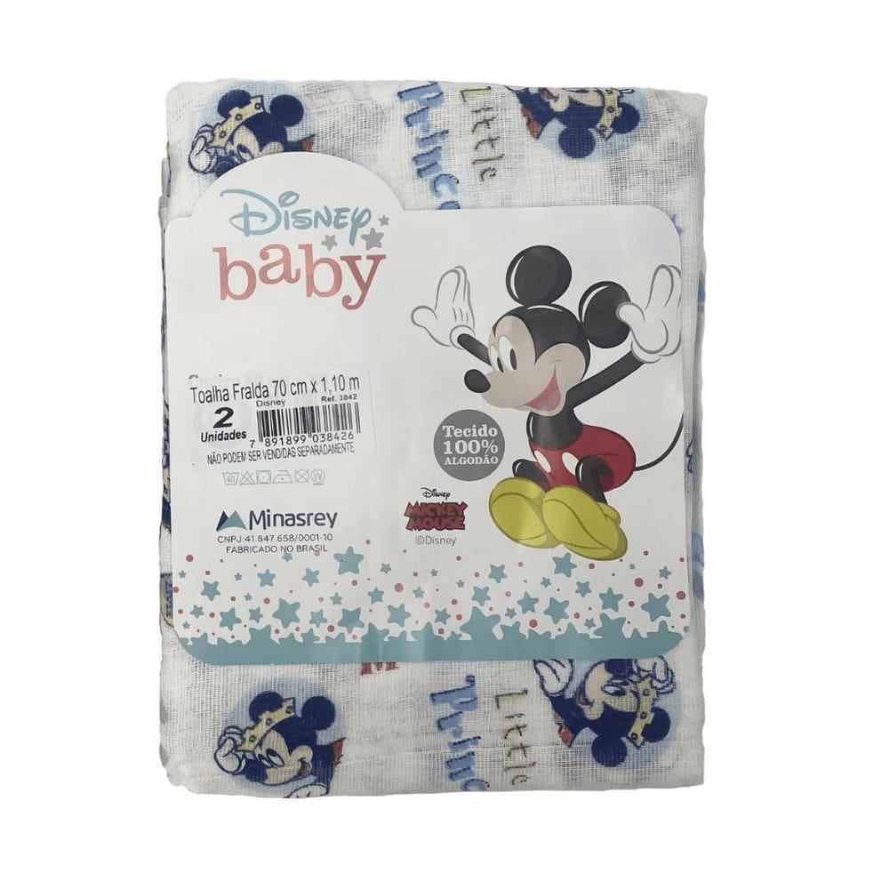 2 Toalhas Fralda Disney Baby - Mickey Coisas De Bebê