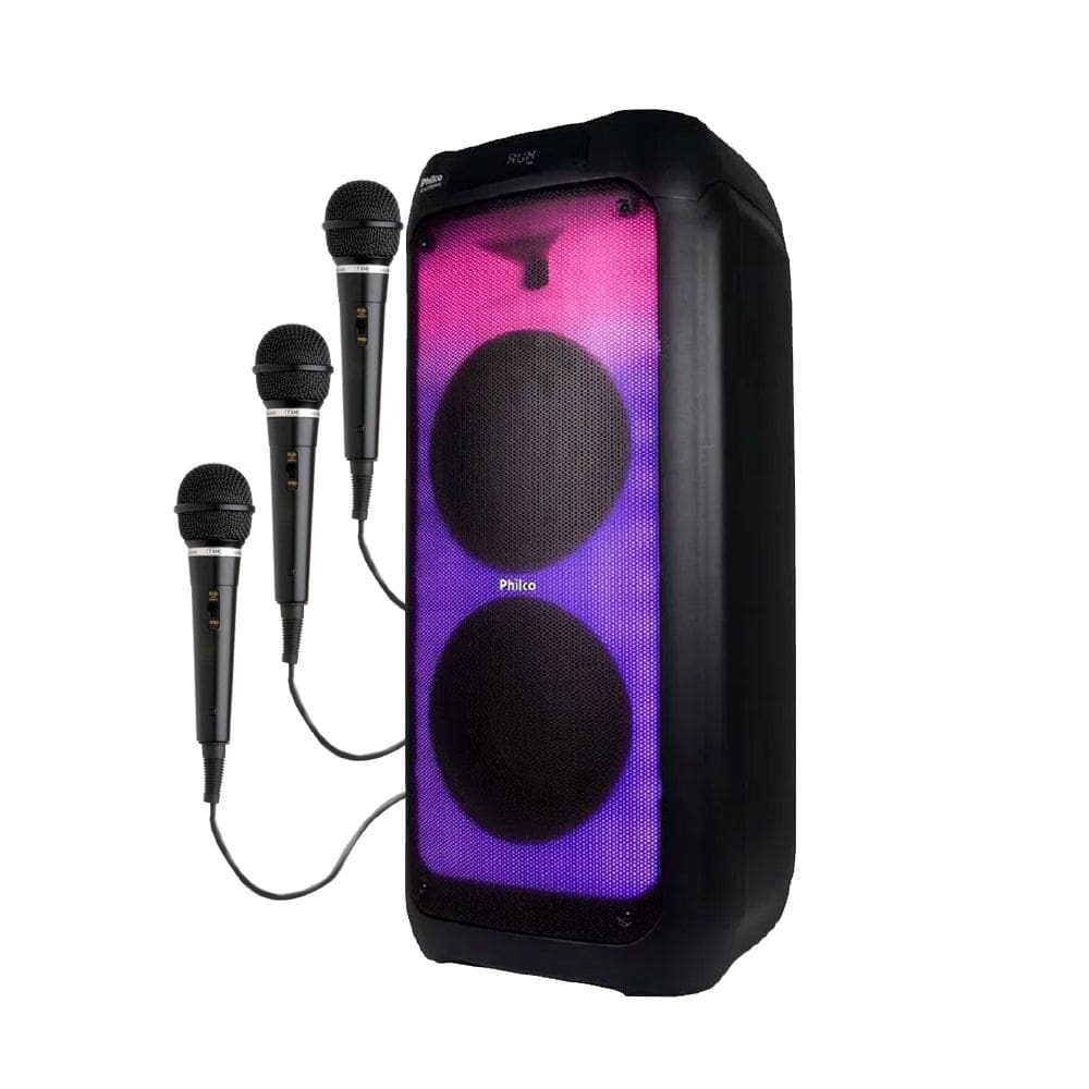 Caixa de Som Amplificada Philco PCX7200 FullLed Bluetooth 1350W-3 Mic
